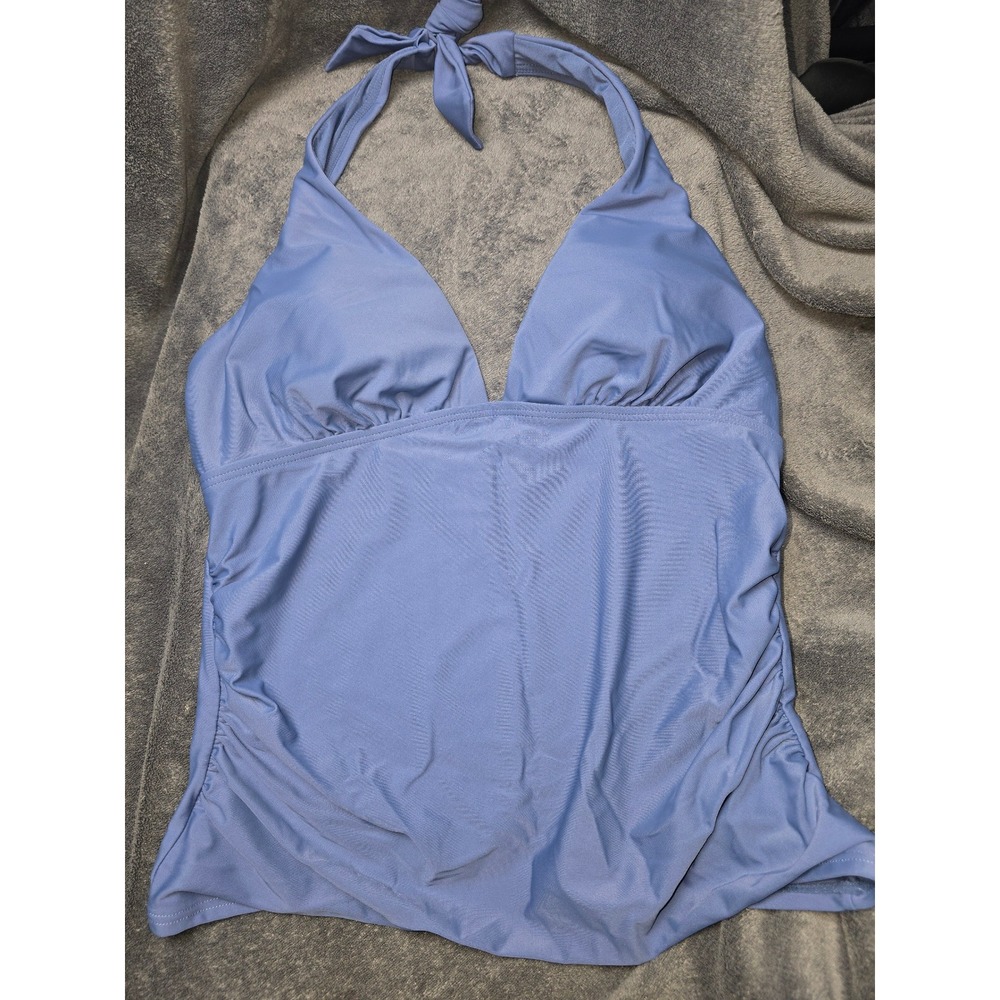 NWOT Tommy Hilfiger Tankini Top Blue Ruched Halter Swimwear Women Medium